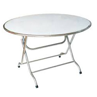 B4-R: bàn tròn inox 1.2m, chân bàn sử dụng ống D32x0.5mm, mặt bàn dày 0.4mm